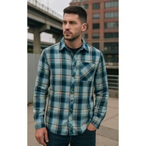 The North Face Men's Shirt Button Up Long Sleeve Plaid Blue/Gray Size Small
